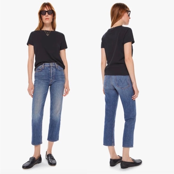 MOTHER Superior The Tomcat kneeling on Stones crop denim - Picture 1 of 16